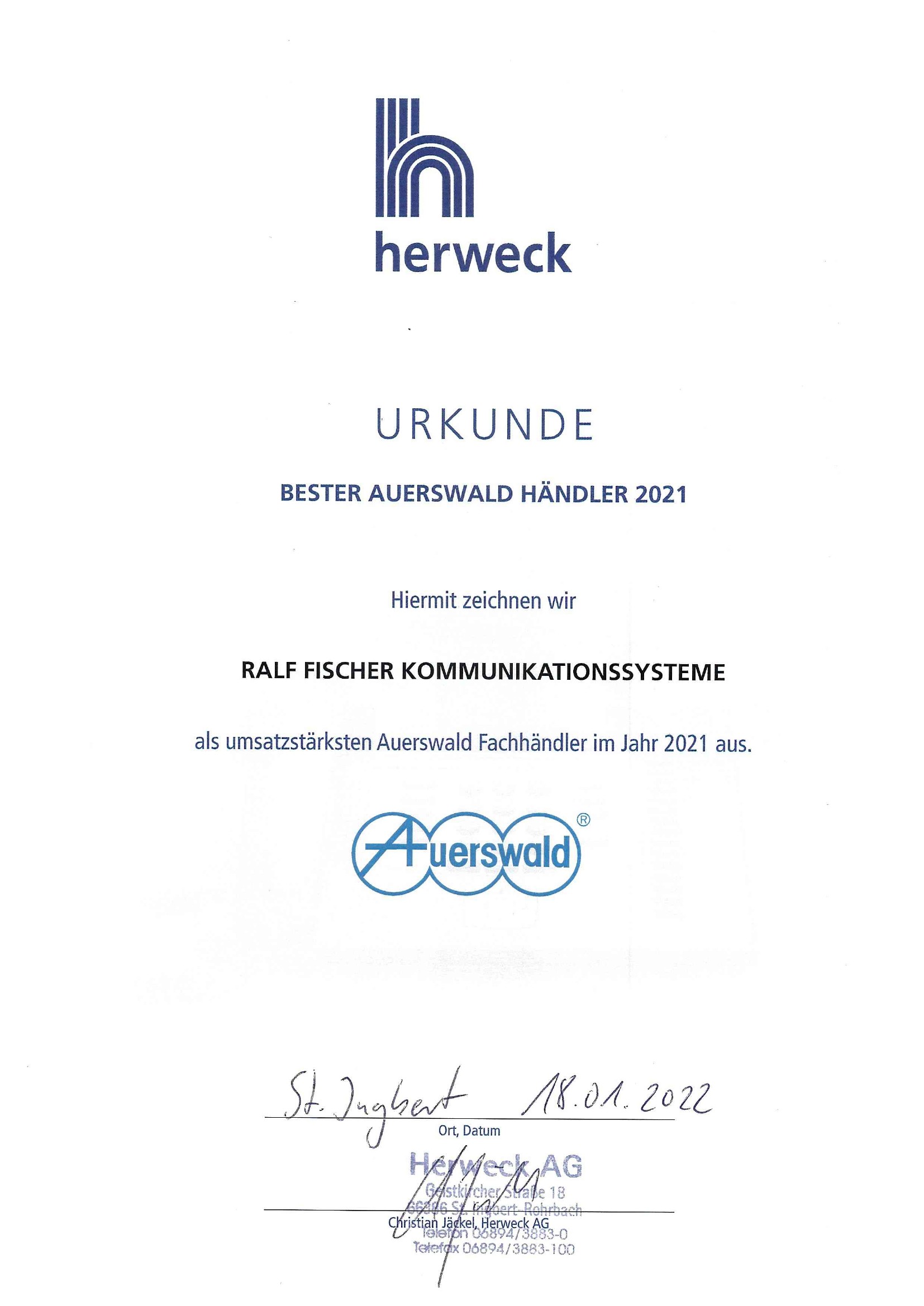 Auerswald Auszeichnung 2021