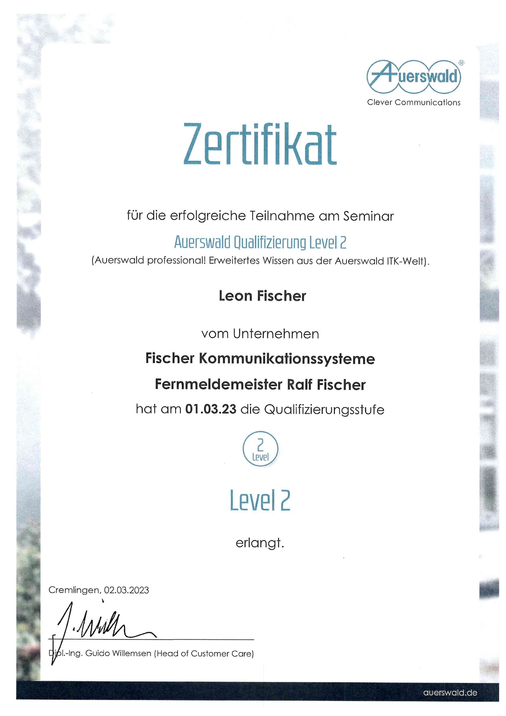 Auerswald Qualifizierung Level 2 von Leon Fischer